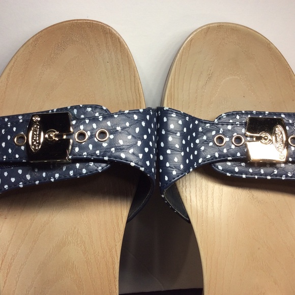Womens Dr. Scholls Sandals Navy W/ Polka Dot SZ 8 - Picture 2 of 7